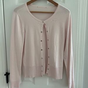 White House Black Market WHBM Baby Pink Snap Cardigan Small Like new